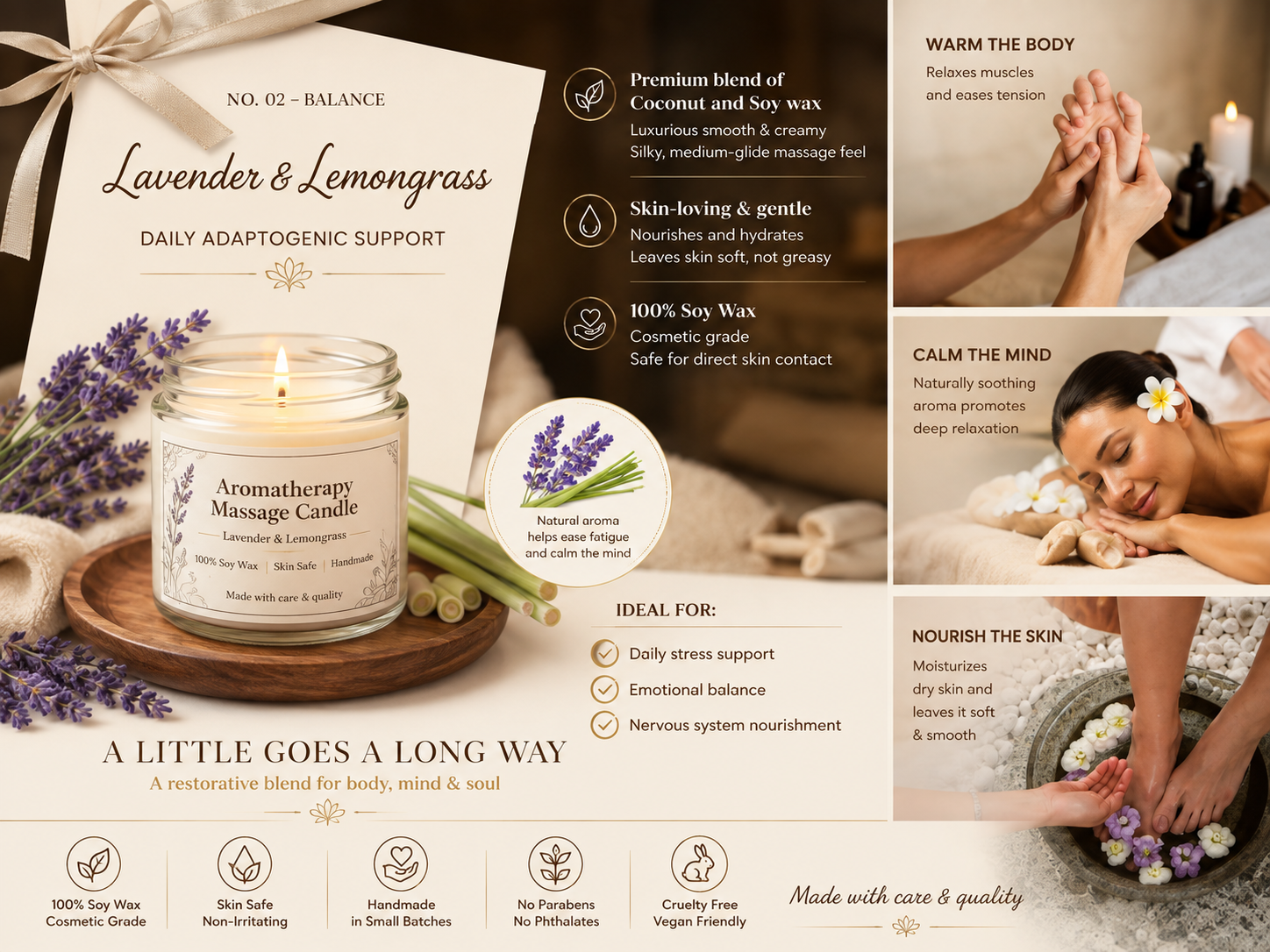 No. 02 Balance - Lavender & Lemongrass Massage Candle