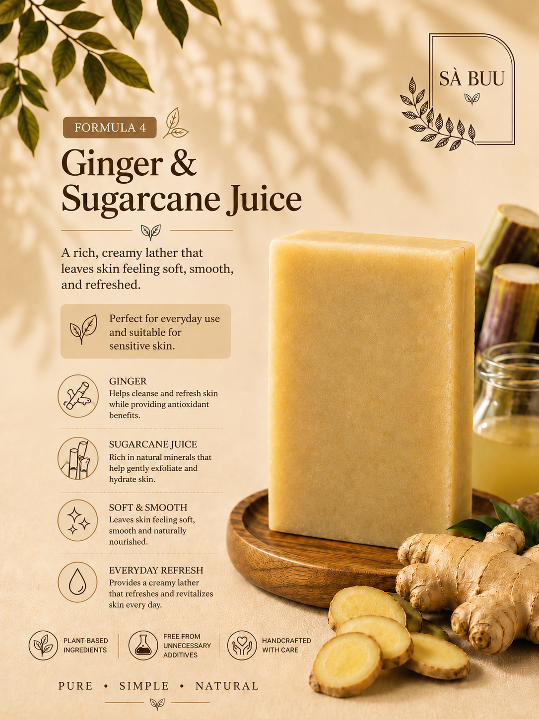 Ginger & Sugarcane Juice Herbal Soap