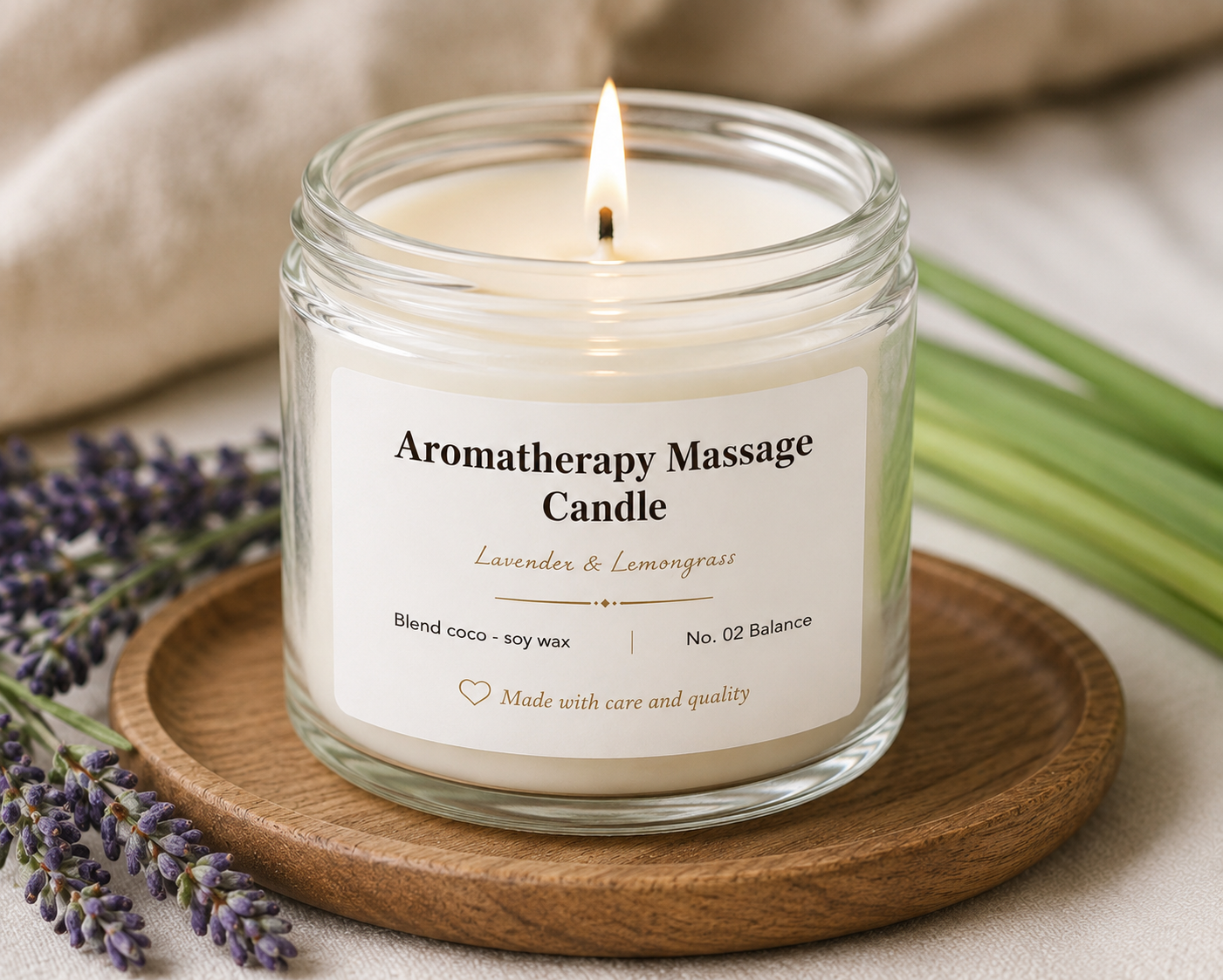 No. 02 Balance - Lavender & Lemongrass Massage Candle