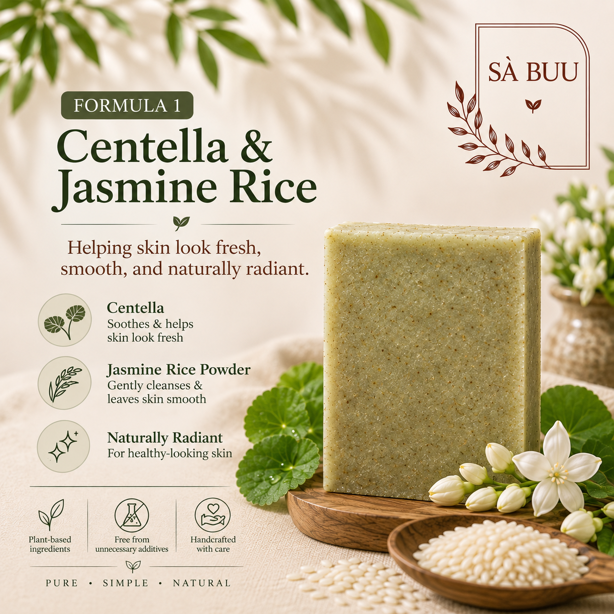 Centella & Jasmine Rice Herbal Soap